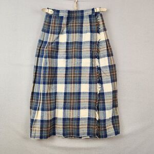 Vintage Laird-Portch Scotland Pleated Midi Skirt Kilt Tartan Plaid Wool Sz 8